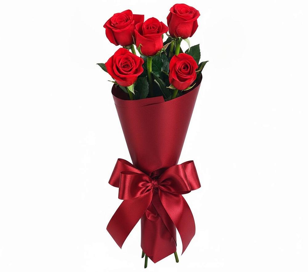Букет 5 Красных роз Эдлесс Лав в Успенской