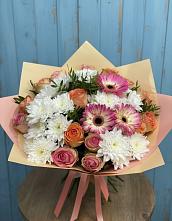 Букет цветов из:  Розы, Герберы и Хризантемы в Успенской