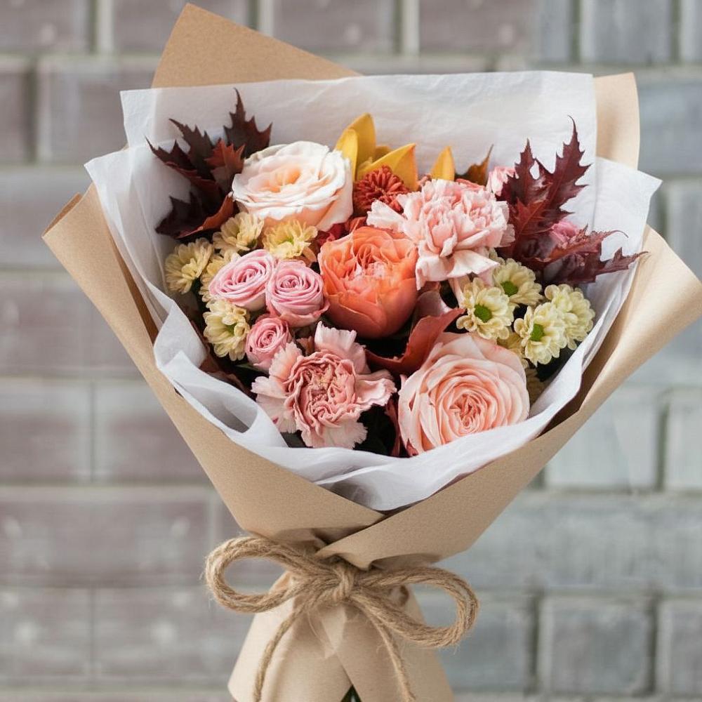 Букет цветов из: Гвоздики, Хризантемы и Розы в Успенской