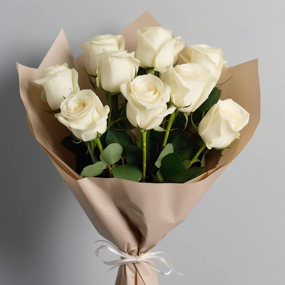 Букет 9 Белых роз Эдлесс Лав в Успенской