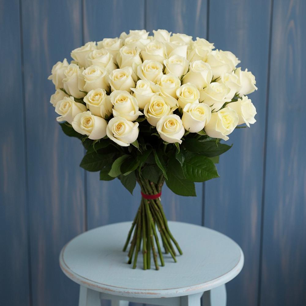 Букет 51 Белая роза Эдлесс Лав в Успенской