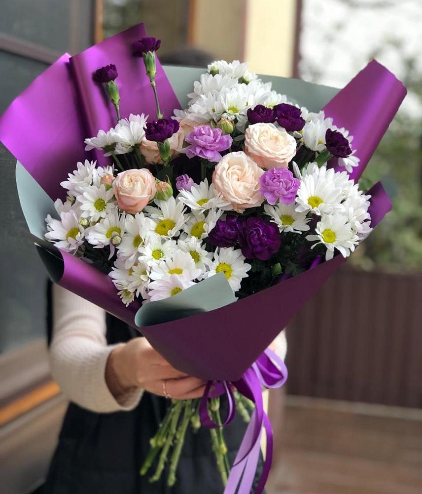 Букет цветов из: Хризантемы, Гвоздики и Розы в Успенской