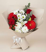 Букет цветов из:  Розы, Хризантемы, Герберы и Лилии в Успенской