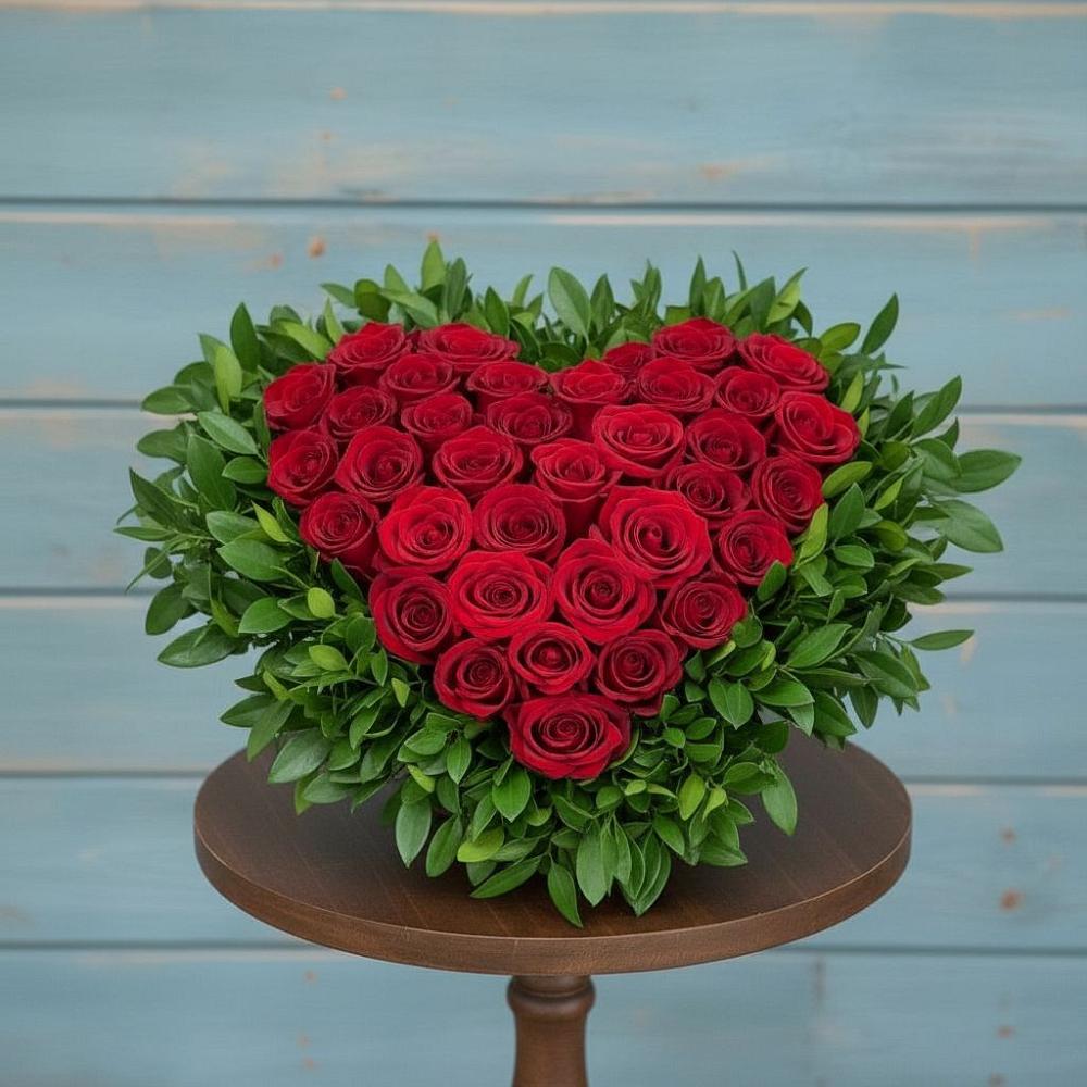 Цветочная композиция из Розы в виде сердца в Успенской