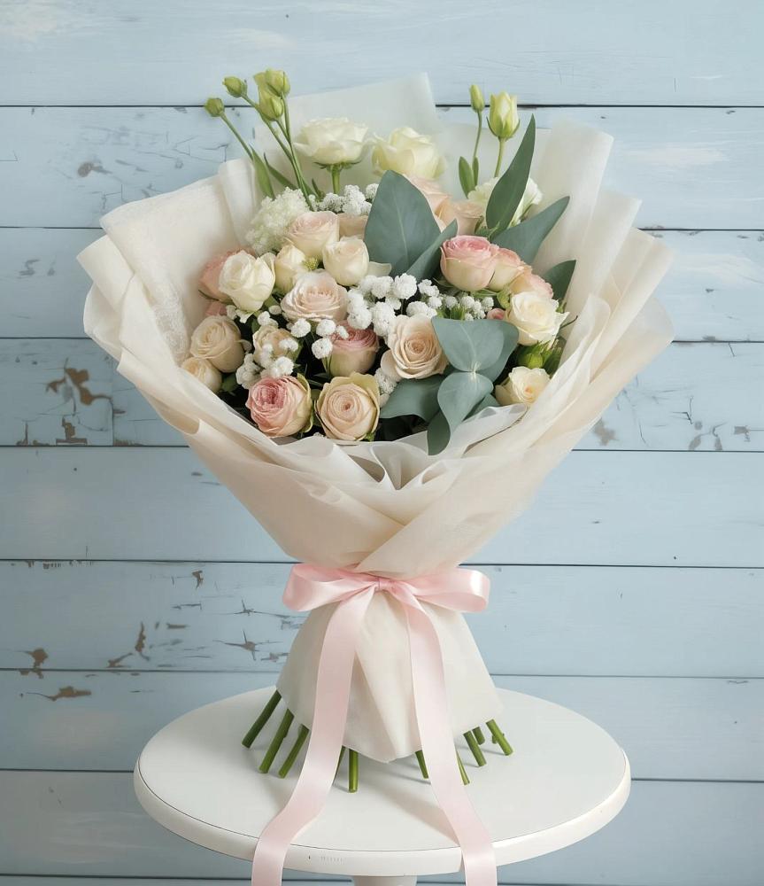 Букет цветов из: Розы и Лизиантусы в Успенской