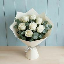 Букет Белые розы в Эвкалипте #REPLACE_PRED# Успенской